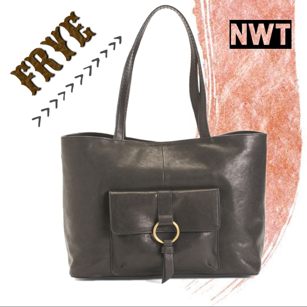 🆕 NWT FRYE Leather Madison Harness Ring Tote XL